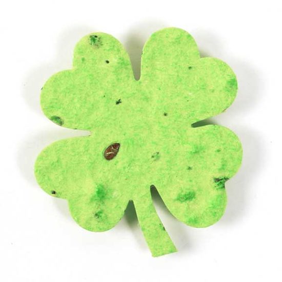 lime green clover leaf plantable paper