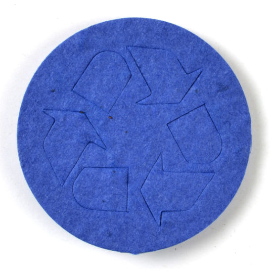 Dark Blue Recycled Symbol, Not Punched, Seed Paper