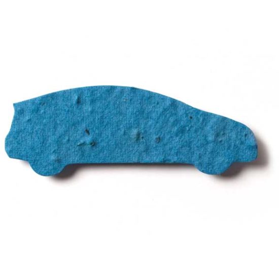 3.5" x 1.3" Blue Car Plantable Paper