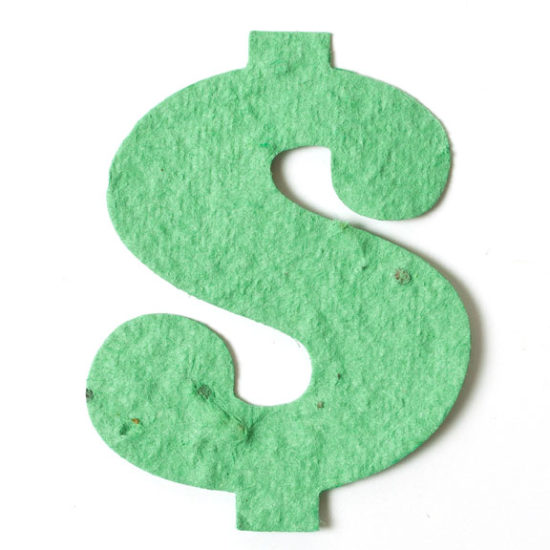 Bright Green Dollar Sign Seed Paper