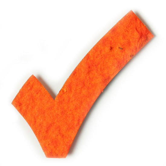 orange checkmark seed paper