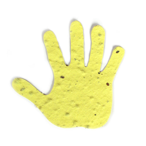 yellow hand plantable paper