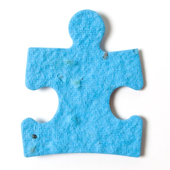 puzzle piece blue seed paper