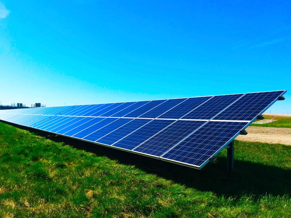 solar panels in grass